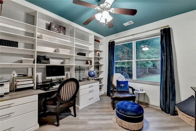 127 Bradshaw Park Dr, Woodstock, GA 30188 - office area featuring ceiling fan and light wood-type flooring