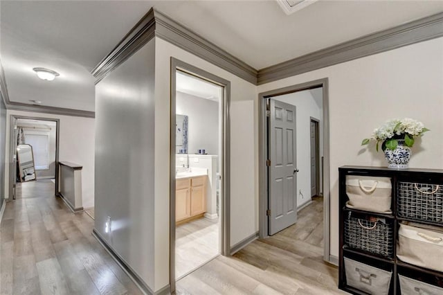 127 Bradshaw Park Dr, Woodstock, GA 30188 - hall with ornamental molding and light wood-style floors
