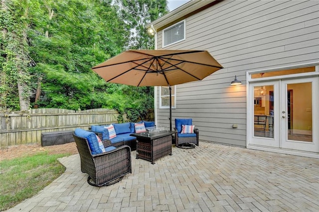 127 Bradshaw Park Dr, Woodstock, GA 30188 - view of patio with french doors and an outdoor living space