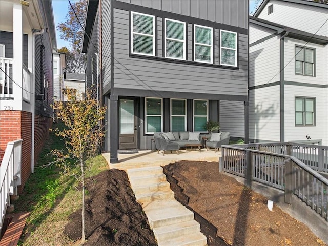 exterior space featuring an outdoor living space