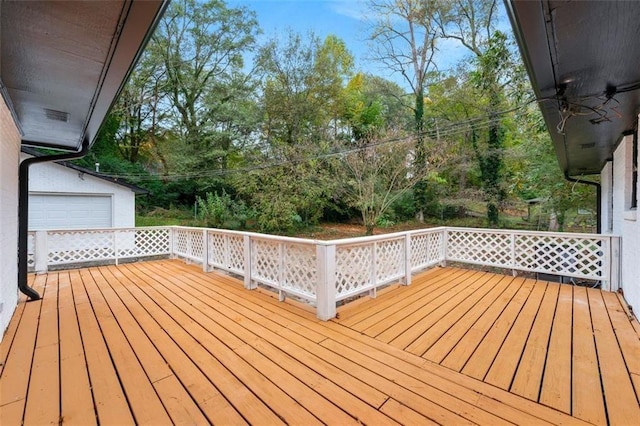 deck with a garage