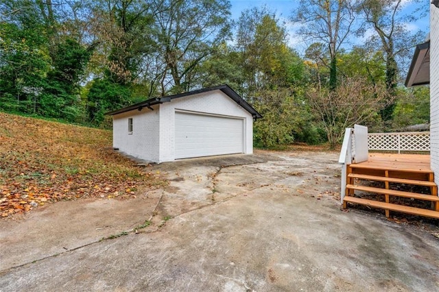 view of detached garage