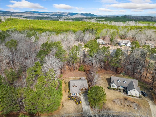 birds eye view of property with a mountain view