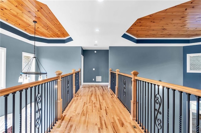 1580 Loving Rd, Morganton, GA 30560 - hall with a tray ceiling, recessed lighting, wood finished floors, and visible vents
