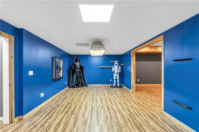 1580 Loving Rd, Morganton, GA 30560 - recreation room with baseboards, a drop ceiling, and wood finished floors