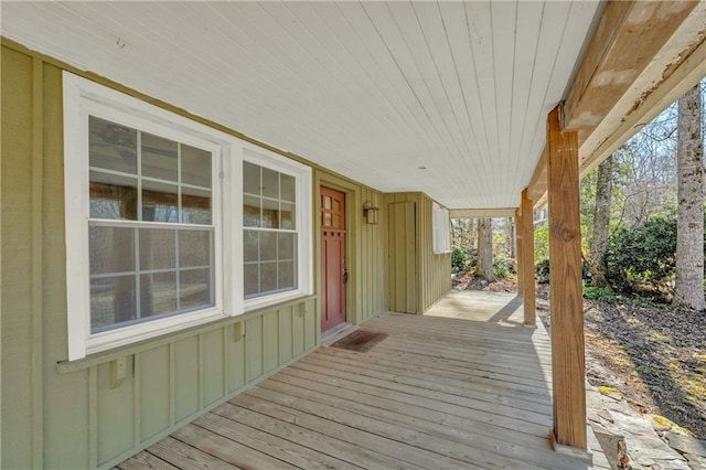 wooden terrace with covered porch