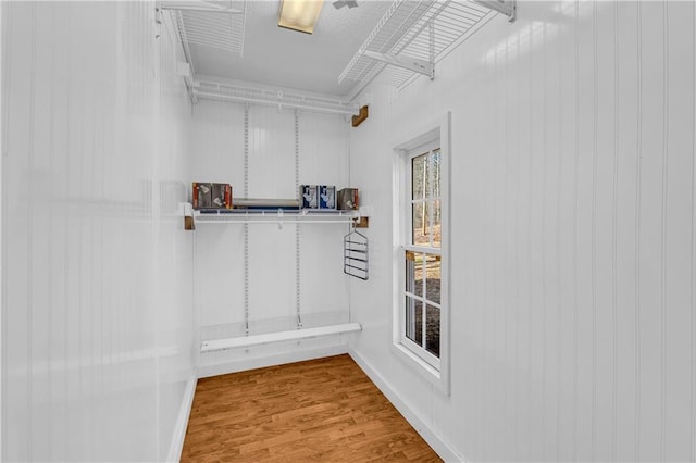 walk in closet featuring hardwood / wood-style flooring