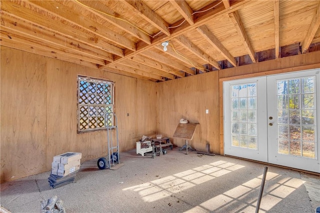 miscellaneous room with french doors