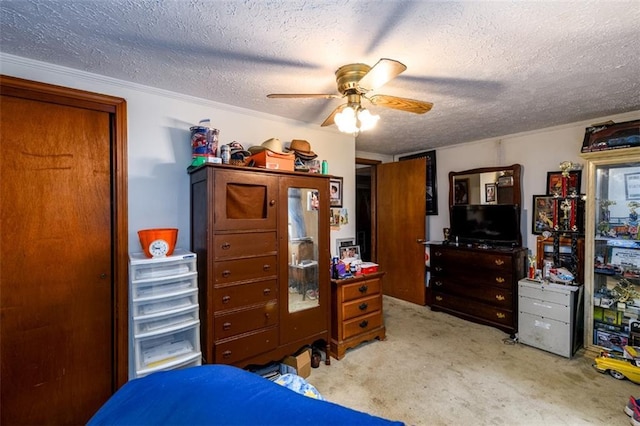 1278 Twin Pine Rd, Milledgeville, GA 31061 - bedroom featuring light carpet, a textured ceiling, and a ceiling fan