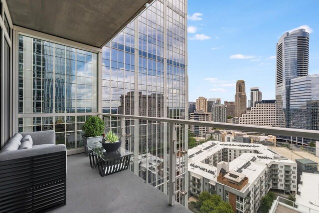balcony with a view of city