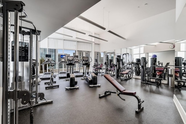 gym featuring a wealth of natural light