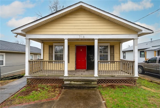 bungalow-style house featuring a porch