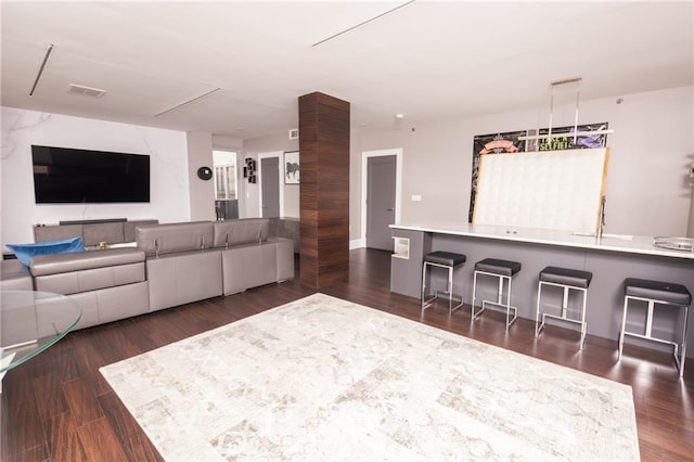 1280 W Peachtree St NW Unit 4003, Atlanta, GA 30309 - living area featuring dark wood-style flooring