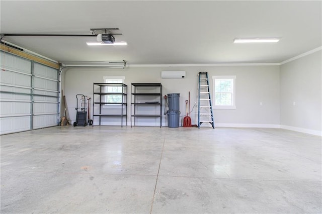 409 Glenn Trl, Winder, GA 30680 - garage with a garage door opener and an AC wall unit