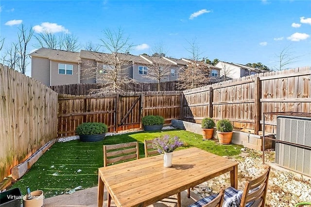 2309 Rolling Trl, Lithonia, GA 30058 - fenced backyard with central AC unit and a residential view