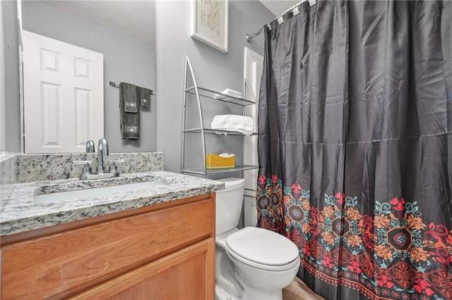 30 Creek Bottom Dr, Covington, GA 30014 - bathroom featuring vanity, a textured ceiling, and a shower with shower curtain