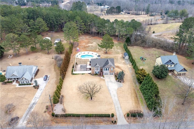 drone / aerial view with a rural view