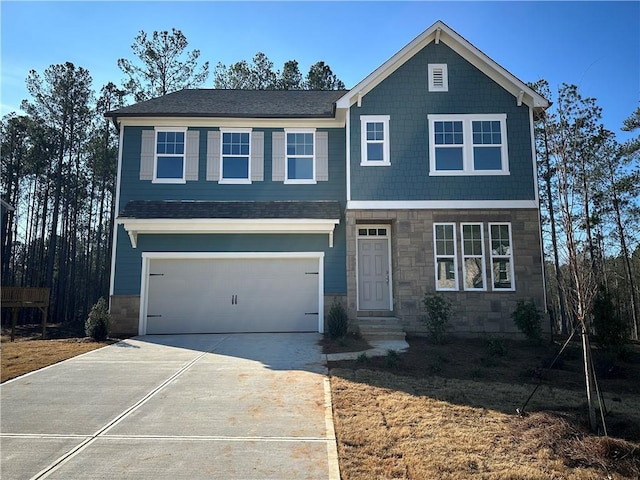 view of front of property featuring a garage