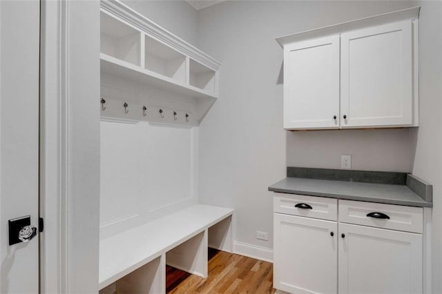 mudroom featuring light hardwood / wood-style flooring