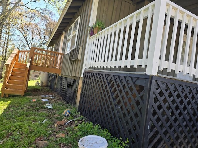 view of home's exterior featuring a wooden deck