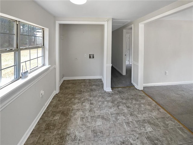 interior space with dark carpet