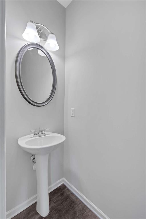 bathroom featuring wood-type flooring