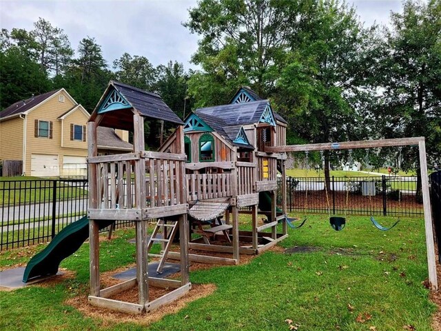 view of playground featuring a lawn