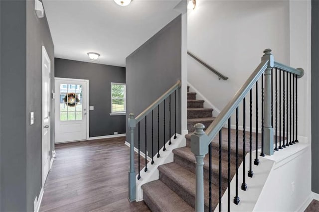 entrance foyer featuring dark hardwood / wood-style flooring