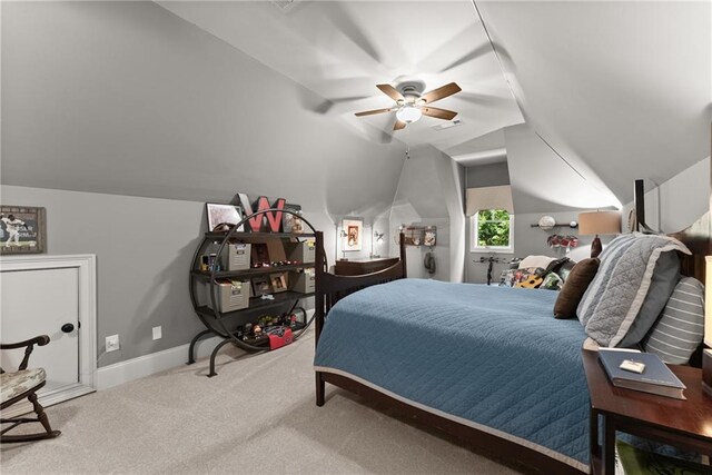 1539 Berkeley Ct, Gainesville, GA 30501 - bedroom with lofted ceiling, carpet flooring, baseboards, and ceiling fan