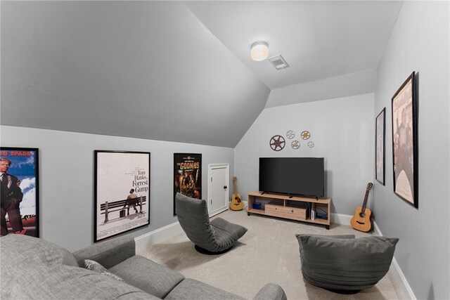 1539 Berkeley Ct, Gainesville, GA 30501 - carpeted home theater room with vaulted ceiling and baseboards