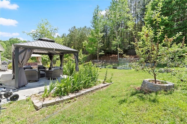 2125 Mina Lane Dr, Buford, GA 30518 - view of yard featuring an outdoor hangout area, a gazebo, and a patio