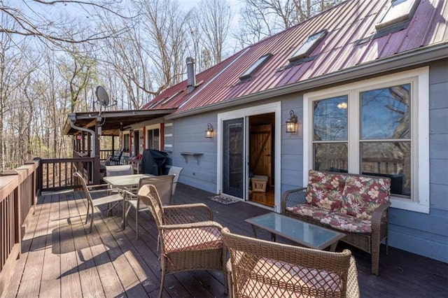 193 Alm Ln, Ellijay, GA 30540 - wooden terrace featuring outdoor dining area and a grill
