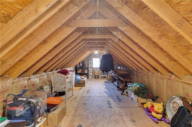 view of unfinished attic