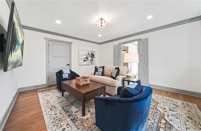 2357 Lynn Iris Dr, Decatur, GA 30032 - living room featuring baseboards, crown molding, and wood finished floors
