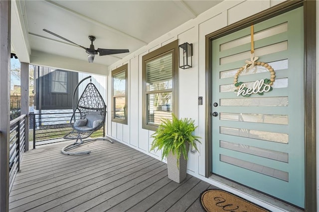 2357 Lynn Iris Dr, Decatur, GA 30032 - wooden deck with covered porch and a ceiling fan