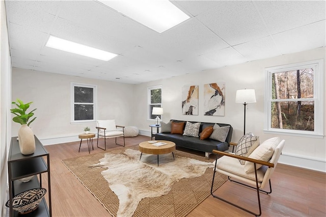 living room with wood finished floors and baseboards