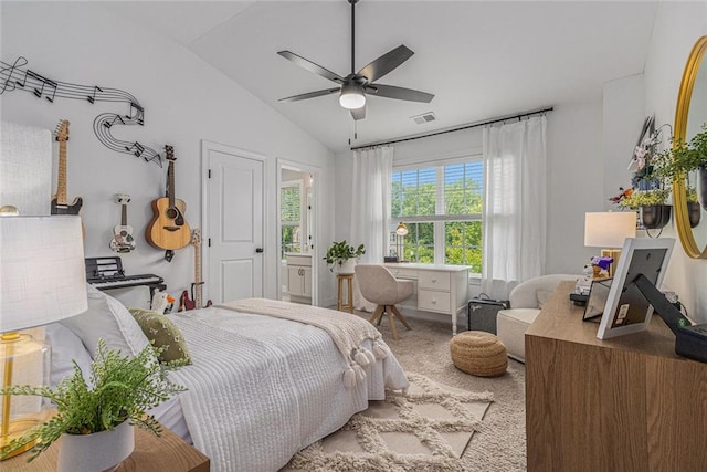 1865 Henley Way, Alpharetta, GA 30009 - bedroom with lofted ceiling, a ceiling fan, and carpet