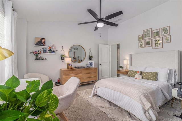 1865 Henley Way, Alpharetta, GA 30009 - carpeted bedroom featuring vaulted ceiling and ceiling fan