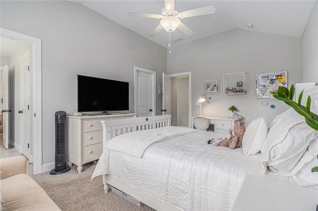 1865 Henley Way, Alpharetta, GA 30009 - bedroom featuring lofted ceiling, light carpet, ceiling fan, and baseboards