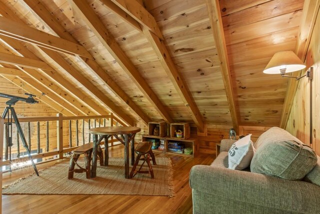 852 Black Bear Den Rd, Clayton, GA 30525 - additional living space with wooden walls, wood ceiling, and wood finished floors