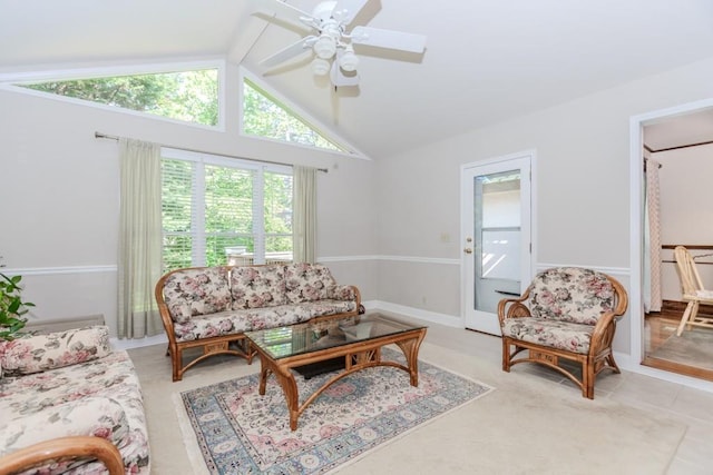 529 Arnold Rd, Lawrenceville, GA 30044 - living room with a ceiling fan and lofted ceiling
