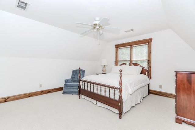 529 Arnold Rd, Lawrenceville, GA 30044 - bedroom featuring vaulted ceiling, light colored carpet, baseboards, and a ceiling fan