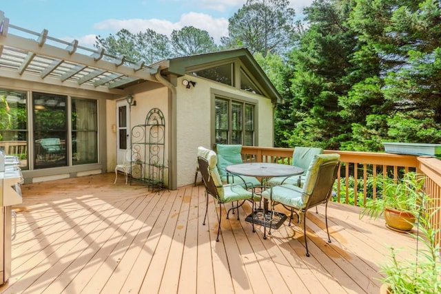 529 Arnold Rd, Lawrenceville, GA 30044 - wooden terrace with a pergola and outdoor dining area