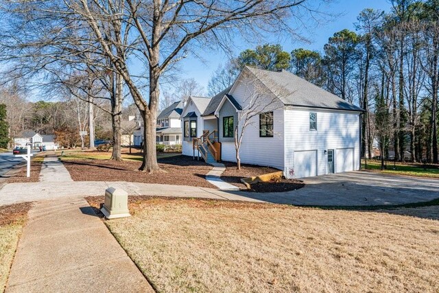 exterior space with a garage