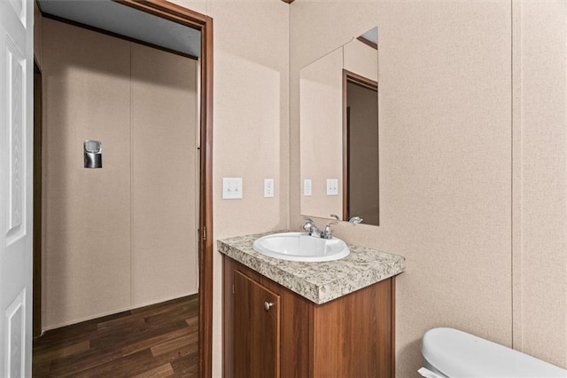 211 Fire Tower Rd NE, Calhoun, GA 30701 - bathroom featuring vanity, toilet, and wood finished floors