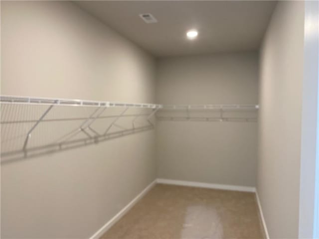 walk in closet featuring carpet floors