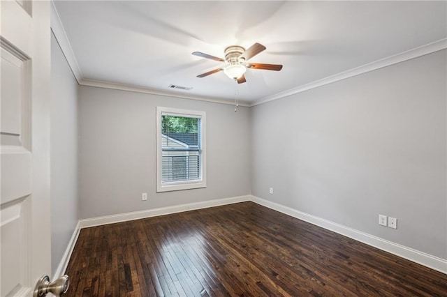 1735 Jobeth Ave SE, Atlanta, GA 30316 - empty room featuring dark wood-style flooring, ceiling fan, and ornamental molding