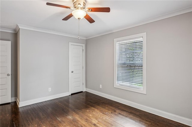 1735 Jobeth Ave SE, Atlanta, GA 30316 - unfurnished room with crown molding, dark wood-style flooring, and ceiling fan