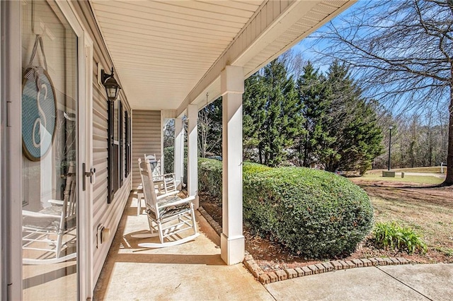 view of patio featuring covered porch