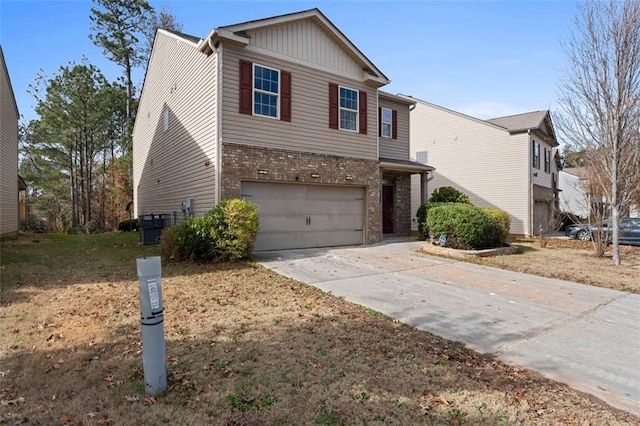 view of front of home with a garage and central AC unit